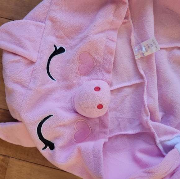 Pink Pig Fleece Onesie Pajamas Costume Adult Small - Picture 2 of 5